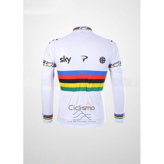 Sky UCI Mondo Campione Ropa Ciclismo Culotte Largo 2012 Hombre Mangas Largas Negro y Blanco